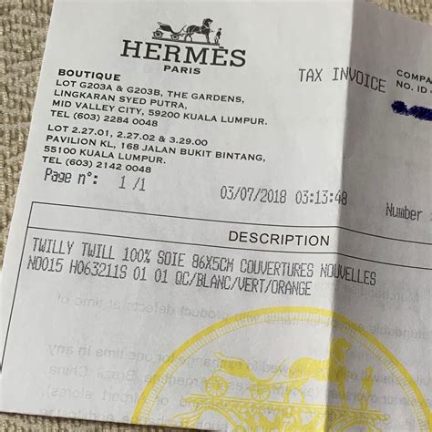 hermes receipt